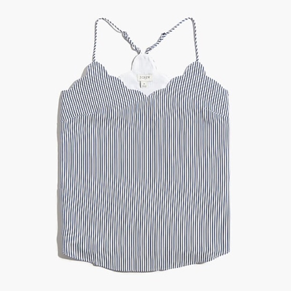 J. Crew Striped Scalloped Cami Top